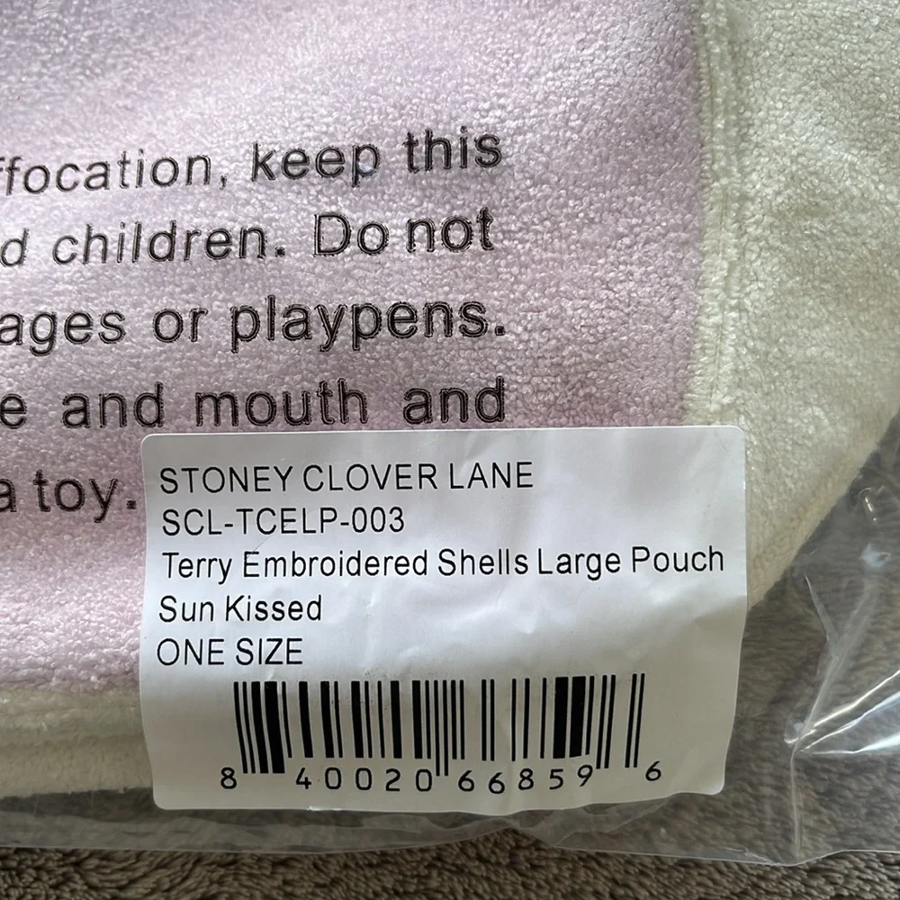 Stoney Clover Lane NWT SEASHELL embroidered TERRY Large POUCH